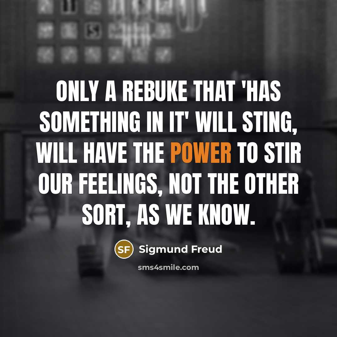“Only a rebuke that 'has something in it' will sting,…” quote by Sigmund Freud