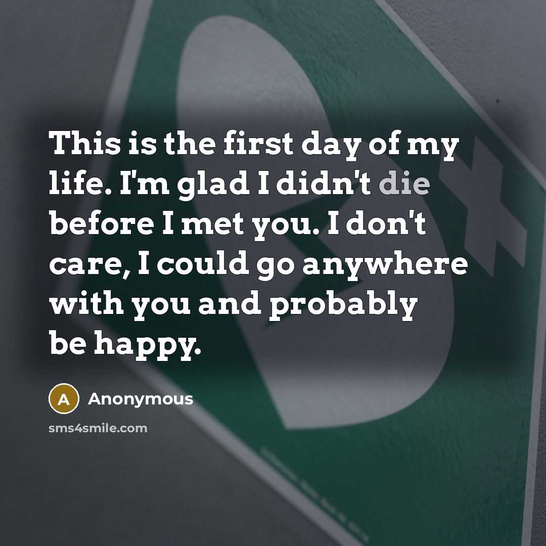“This is the first day of my life. I'm glad…” quote by Anonymous