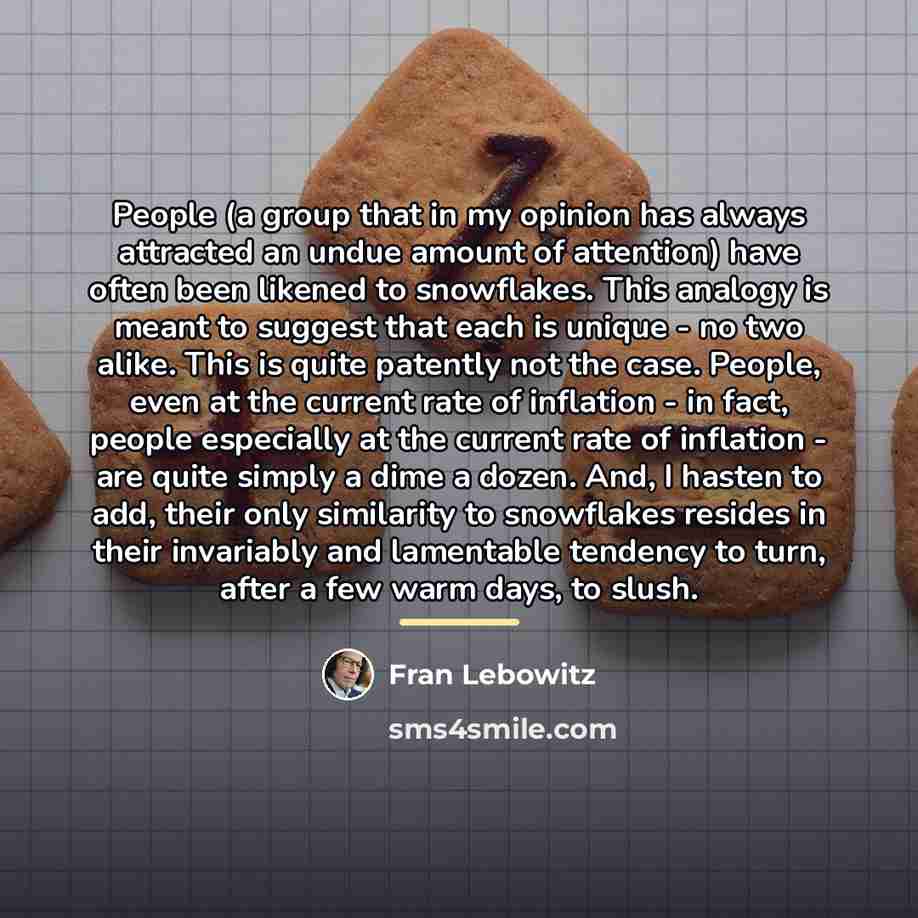 “People (a group that in my opinion has always attracted…” quote by Fran Lebowitz