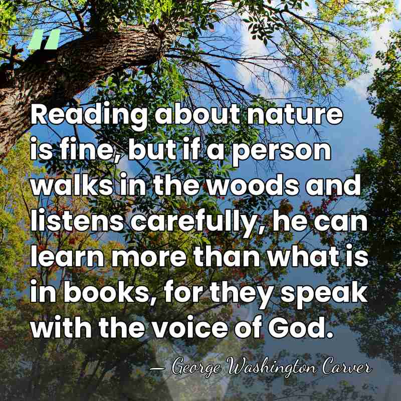 Reading about nature is fine, but if a person walks in the&hellip; - George Washington Carver