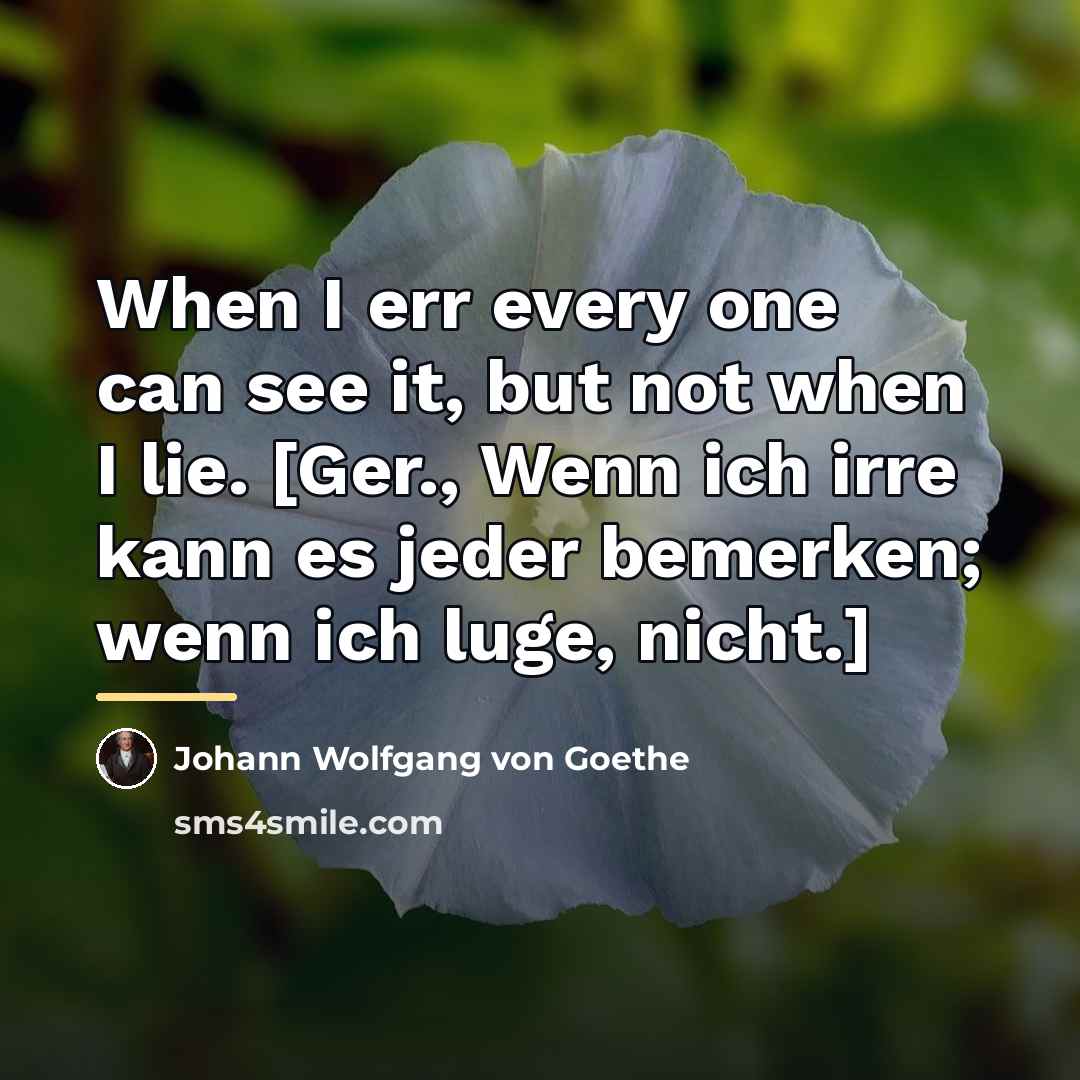 “When I err every one can see it, but not…” quote by Johann Wolfgang von Goethe