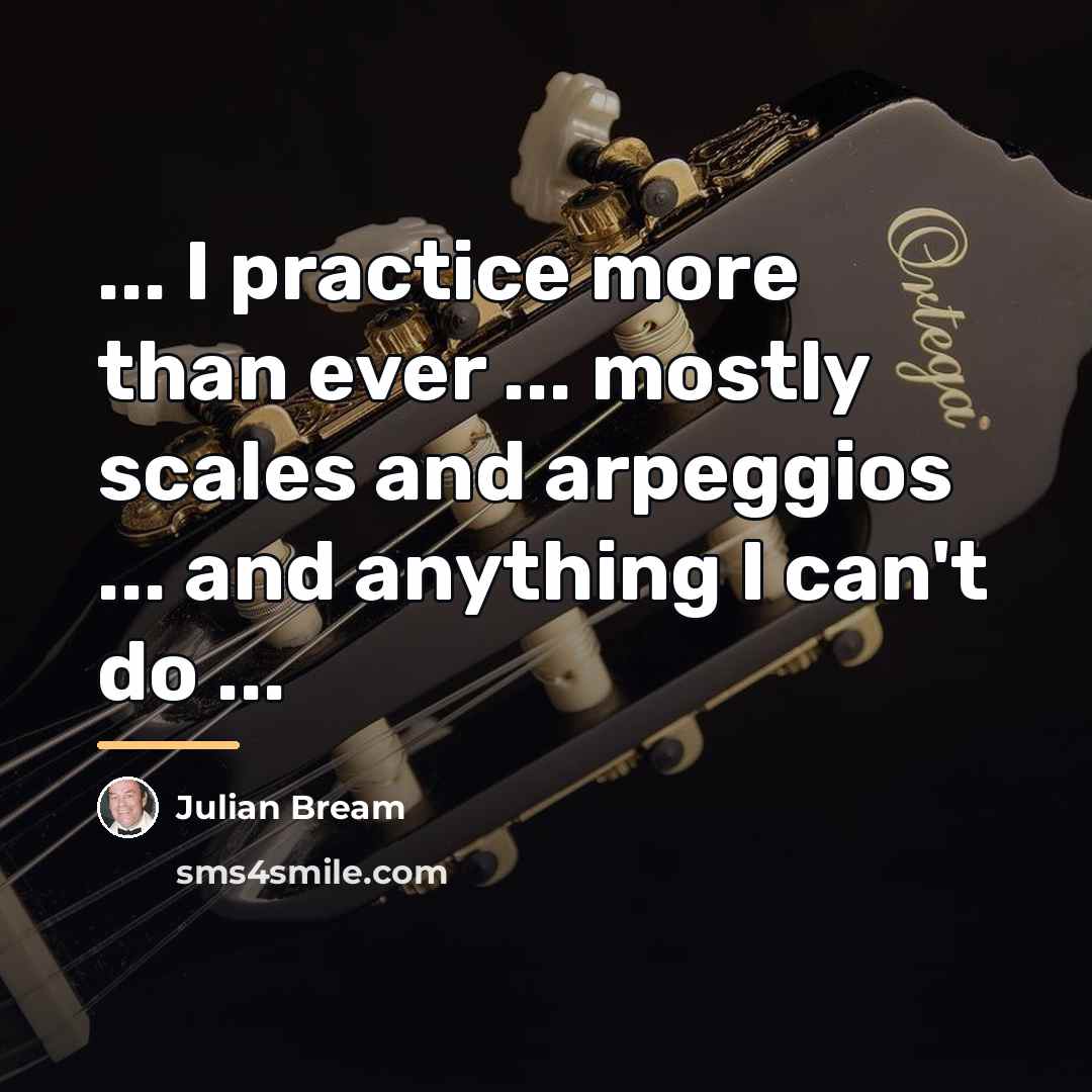 “... I practice more than ever ... mostly scales and…” quote by Julian Bream