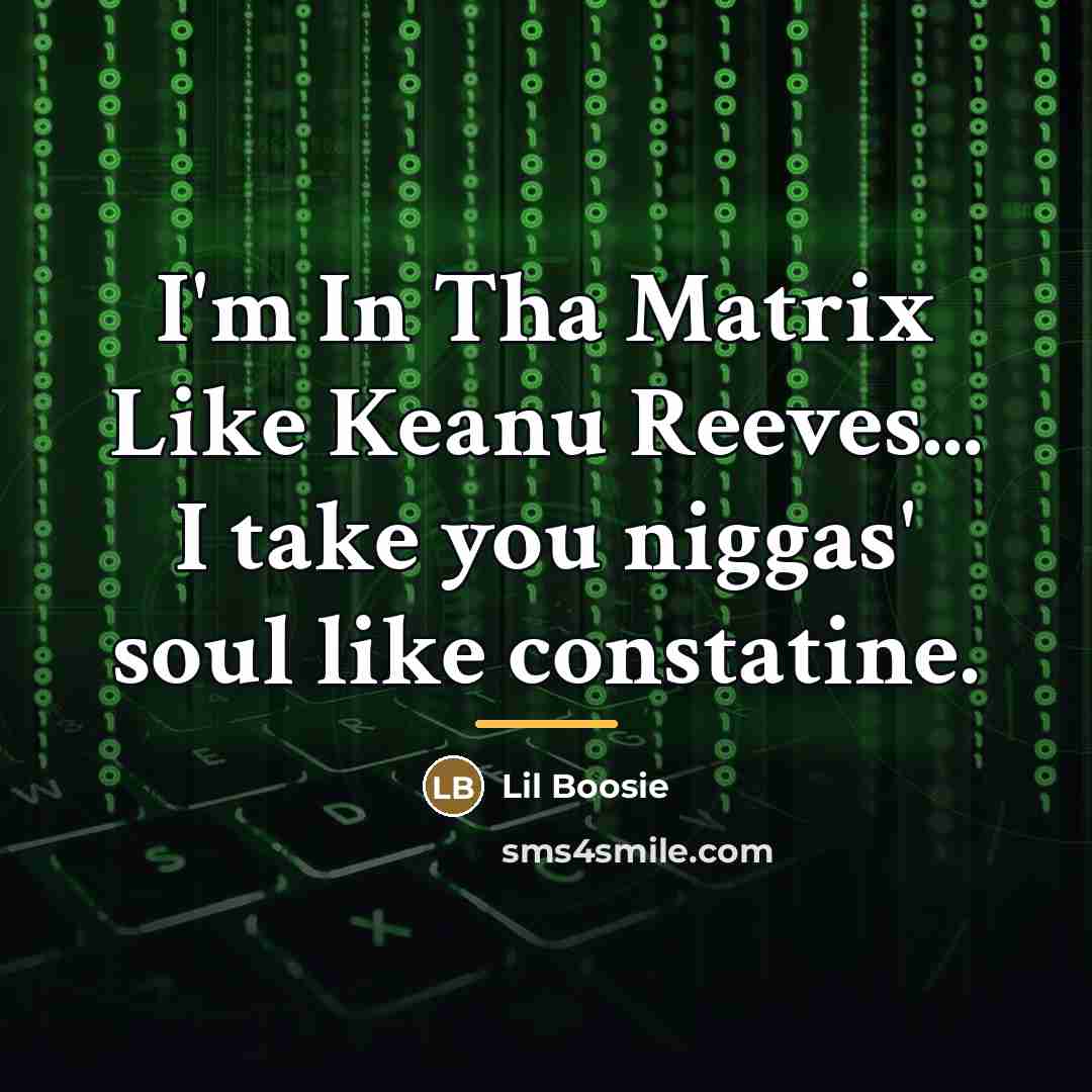 “I'm In Tha Matrix Like Keanu Reeves... I take you…” quote by Lil Boosie