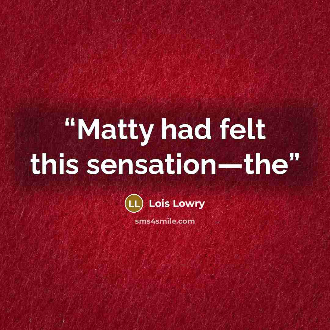 “Matty had felt this sensation—the” quote by Lois Lowry