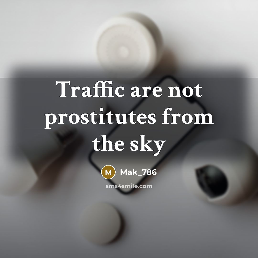 “Traffic are not prostitutes from the sky…” quote by Mak_786