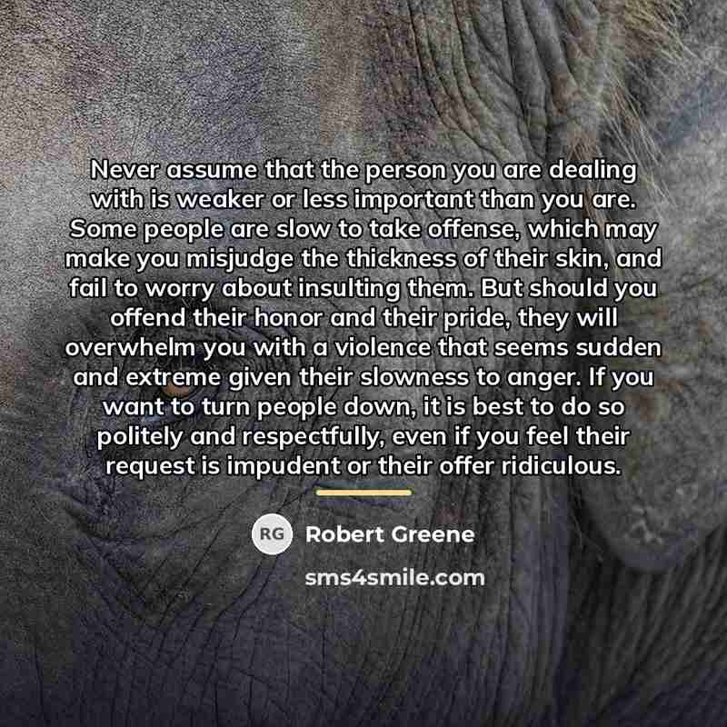 “Never assume that the person you are dealing with is…” quote by Robert Greene