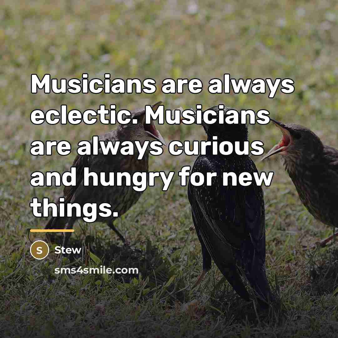 “Musicians are always eclectic. Musicians are always curious and hungry…” quote by Stew