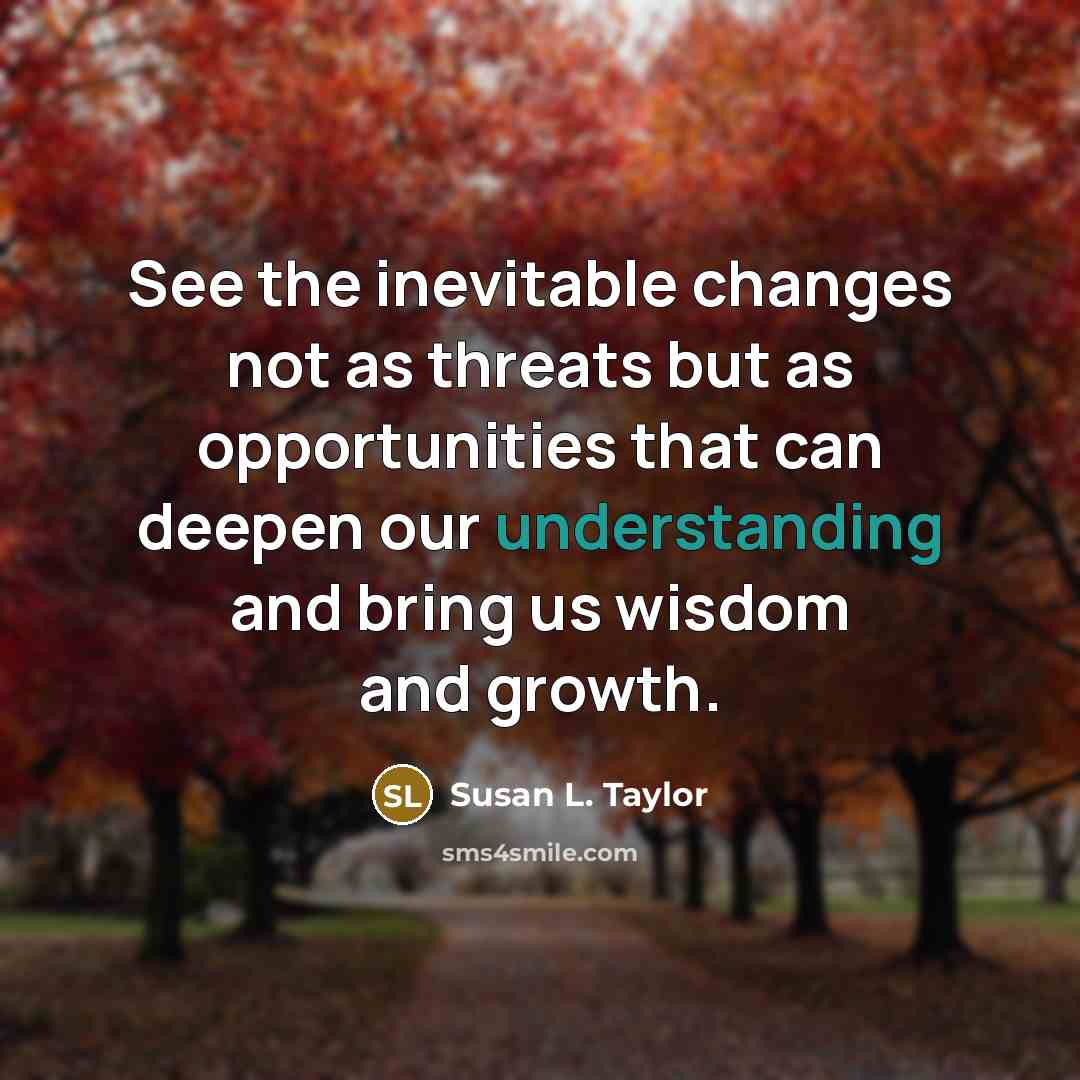 “See the inevitable changes not as threats but as opportunities…” quote by Susan L. Taylor