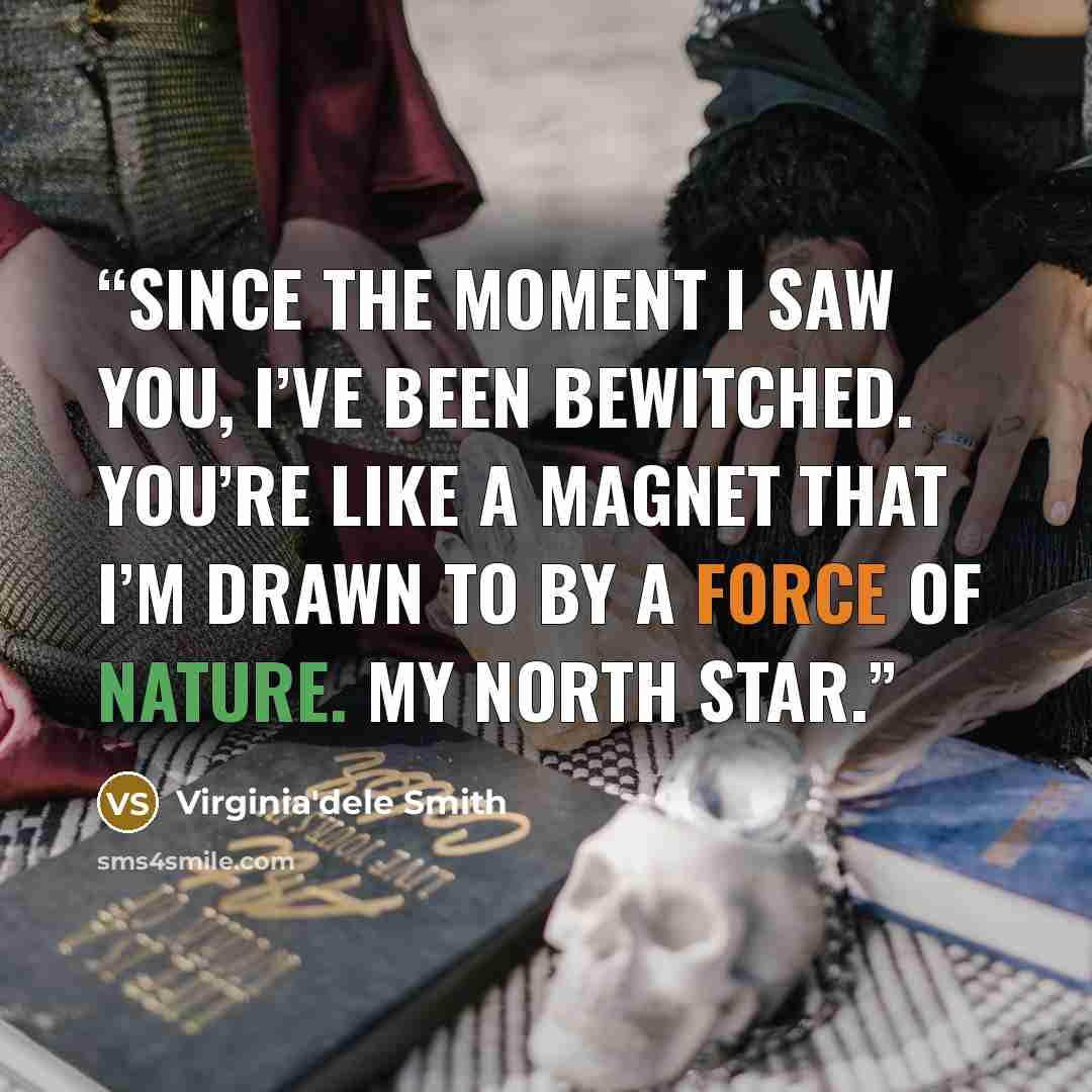 “Since the moment I saw you, I’ve been bewitched. You’re like a magnet that I’m drawn to by a force of nature. My North Star.” quote by Virginia'dele Smith