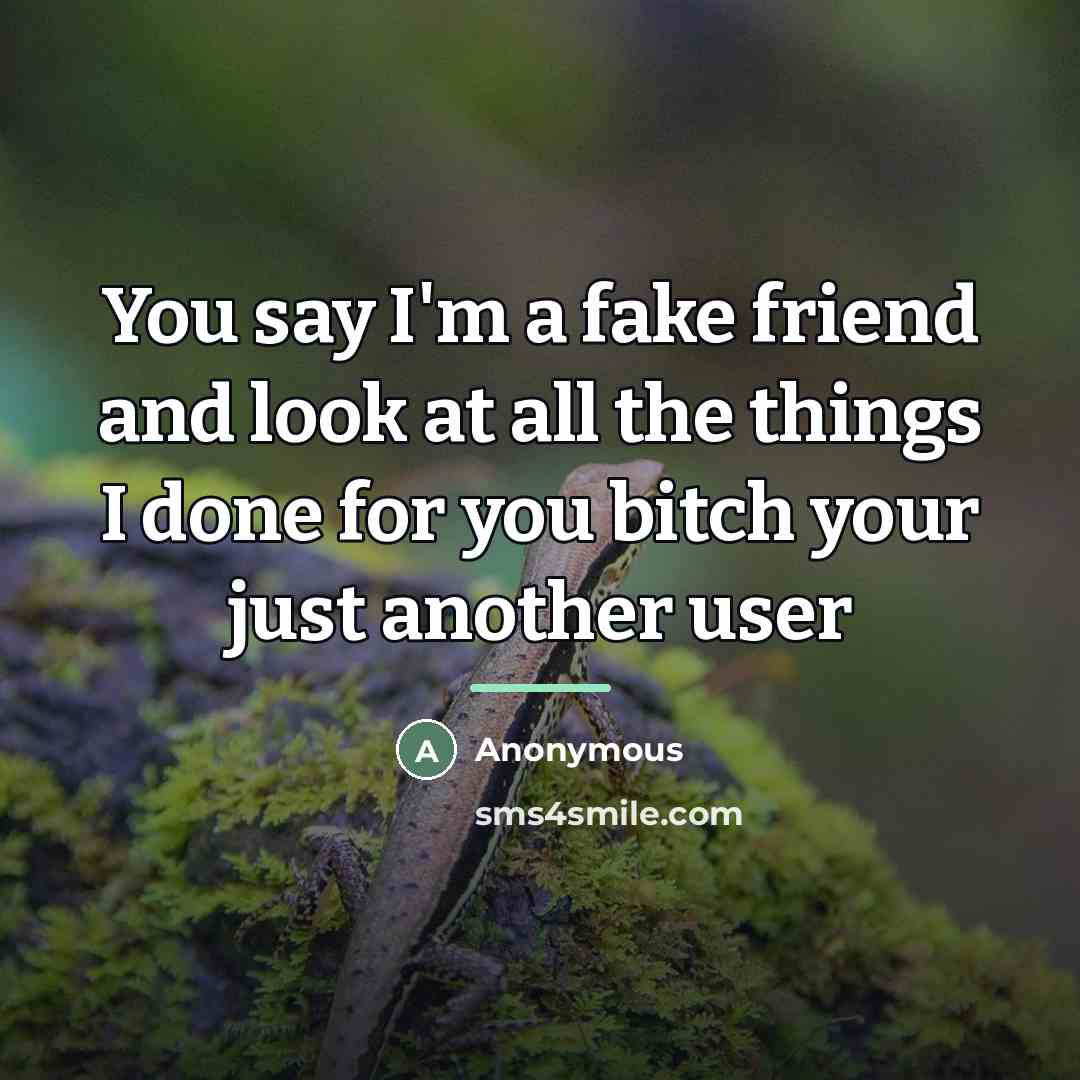 “You say I'm a fake friend and look at all…” quote by Anonymous