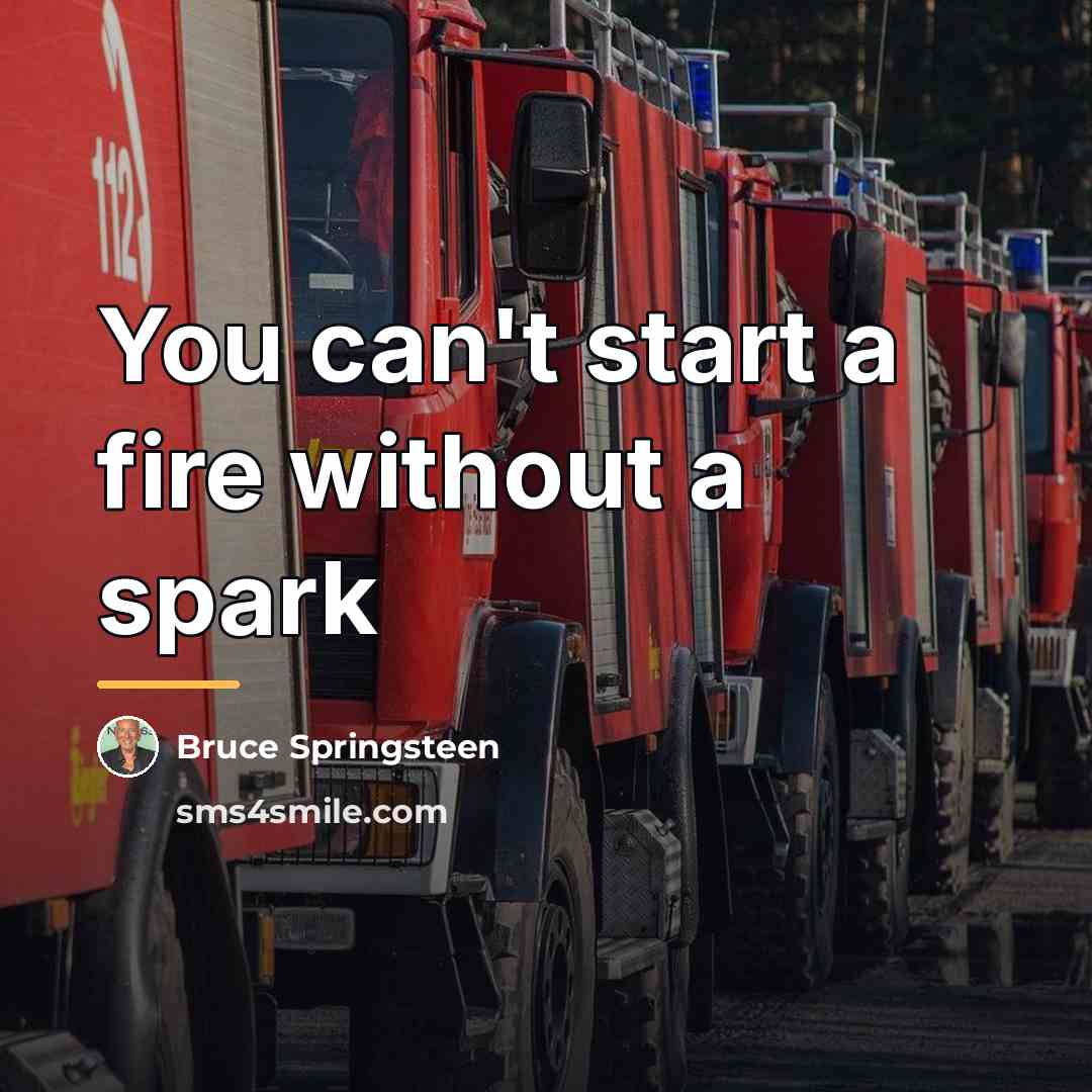 “You can't start a fire without a spark…” quote by Bruce Springsteen