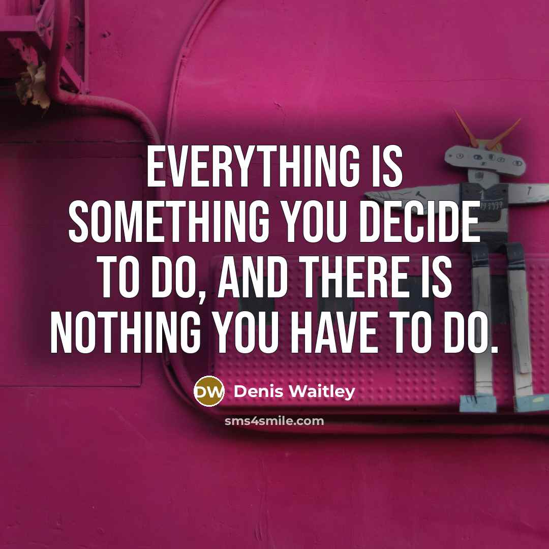 “Everything is something you decide to do, and there is nothing you have to do.” quote by Denis Waitley
