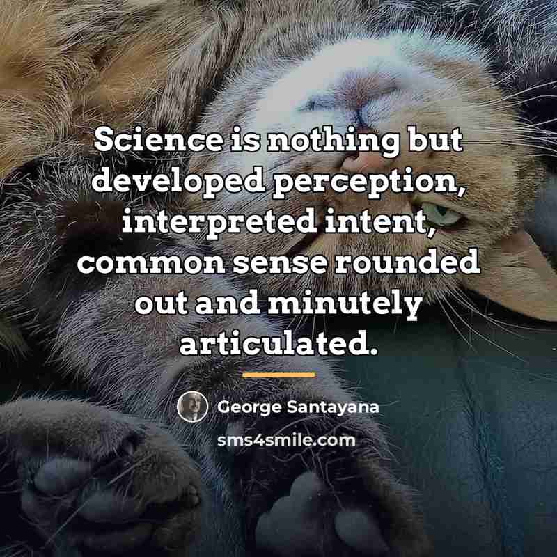 “Science is nothing but developed perception, interpreted intent, common sense…” quote by George Santayana