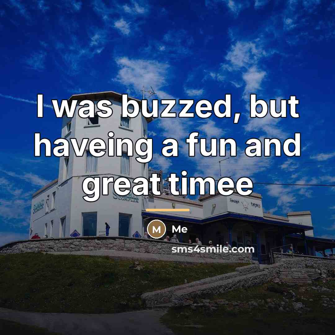 “I was buzzed, but haveing a fun and great timee…” quote by Me