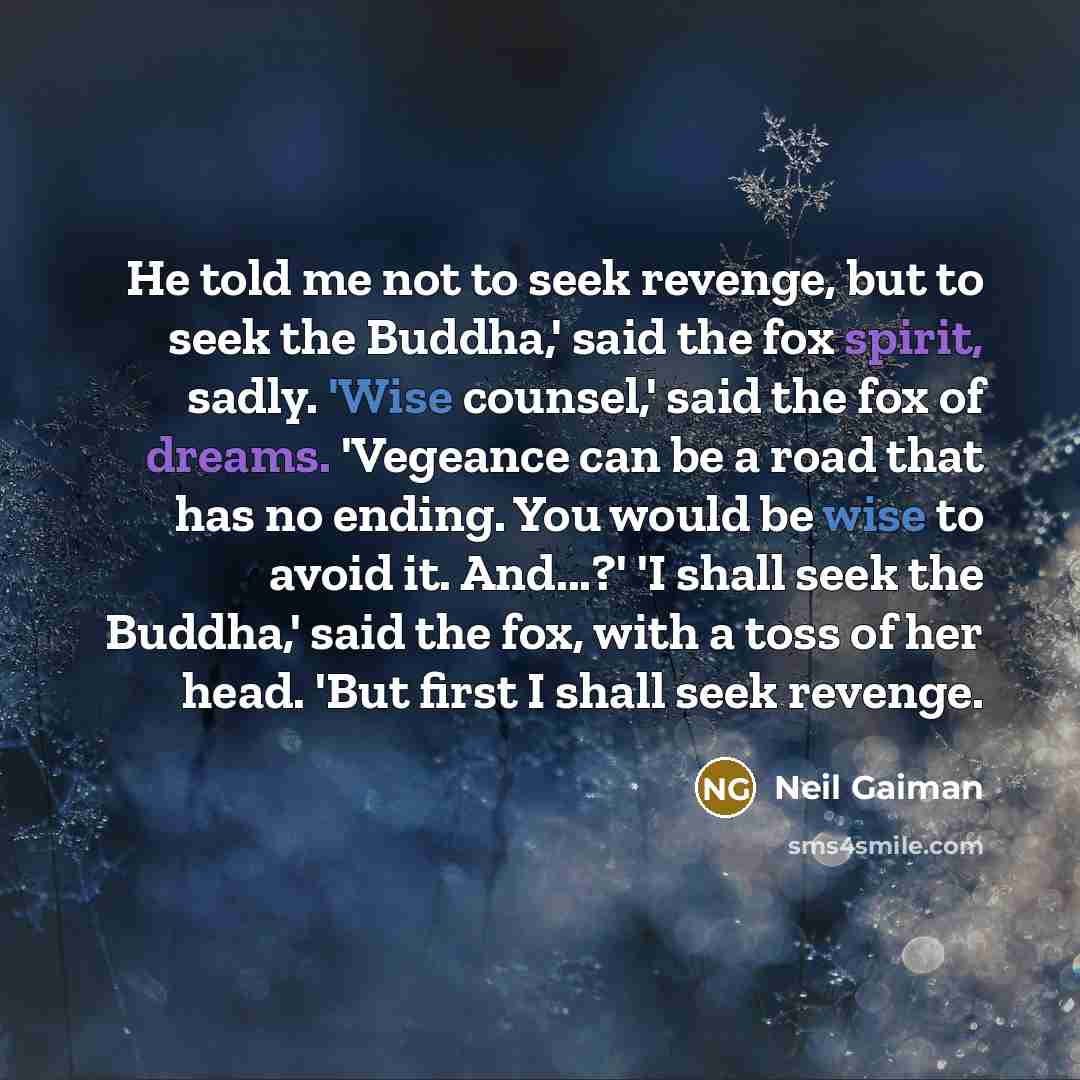“He told me not to seek revenge, but to seek…” quote by Neil Gaiman