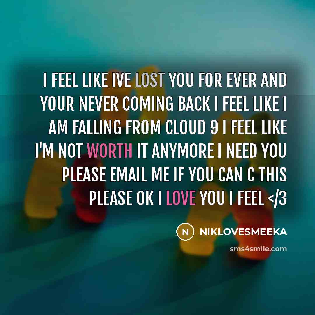 “I feel like ive lost you for ever and your…” quote by NIKLOVESMEEKA