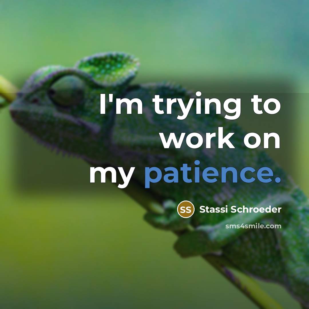 “I'm trying to work on my patience.…” quote by Stassi Schroeder
