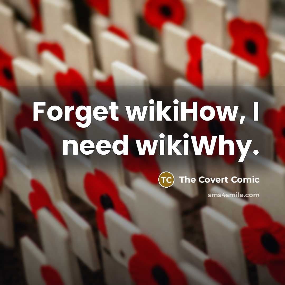 “Forget wikiHow, I need wikiWhy.” quote by The Covert Comic