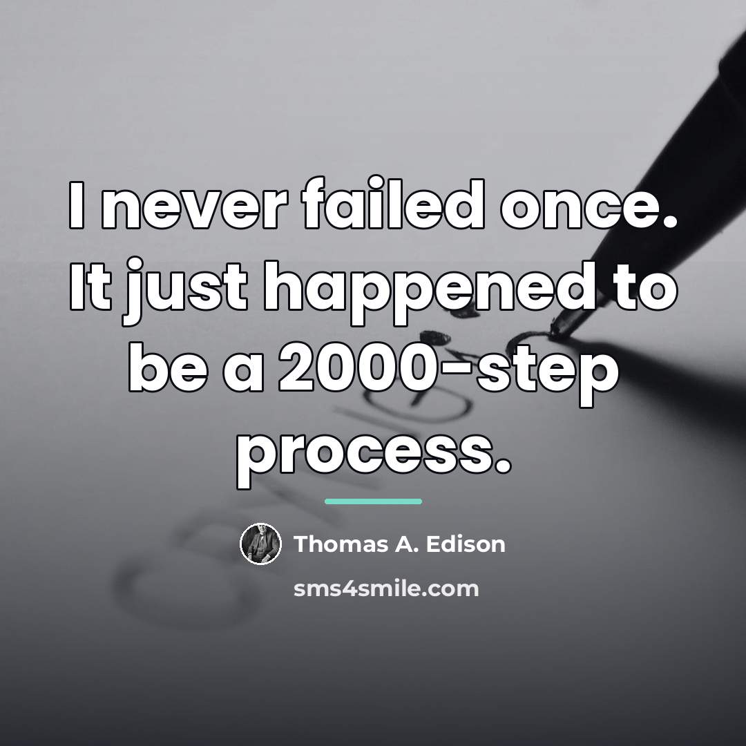 “I never failed once. It just happened to be a…” quote by Thomas A. Edison