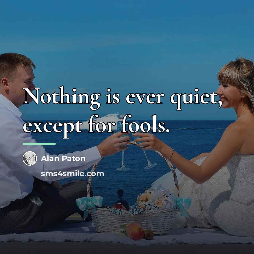 “Nothing is ever quiet, except for fools.…” quote by Alan Paton