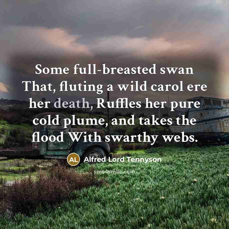 “Some full-breasted swan That, fluting a wild carol ere her…” quote by Alfred Lord Tennyson