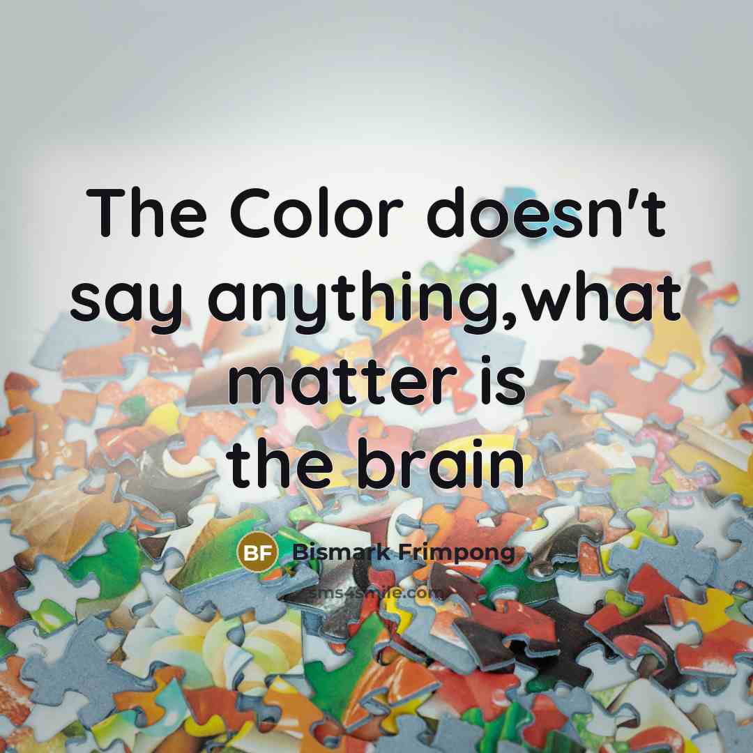 “The Color doesn't say anything,what matter is the brain…” quote by Bismark Frimpong