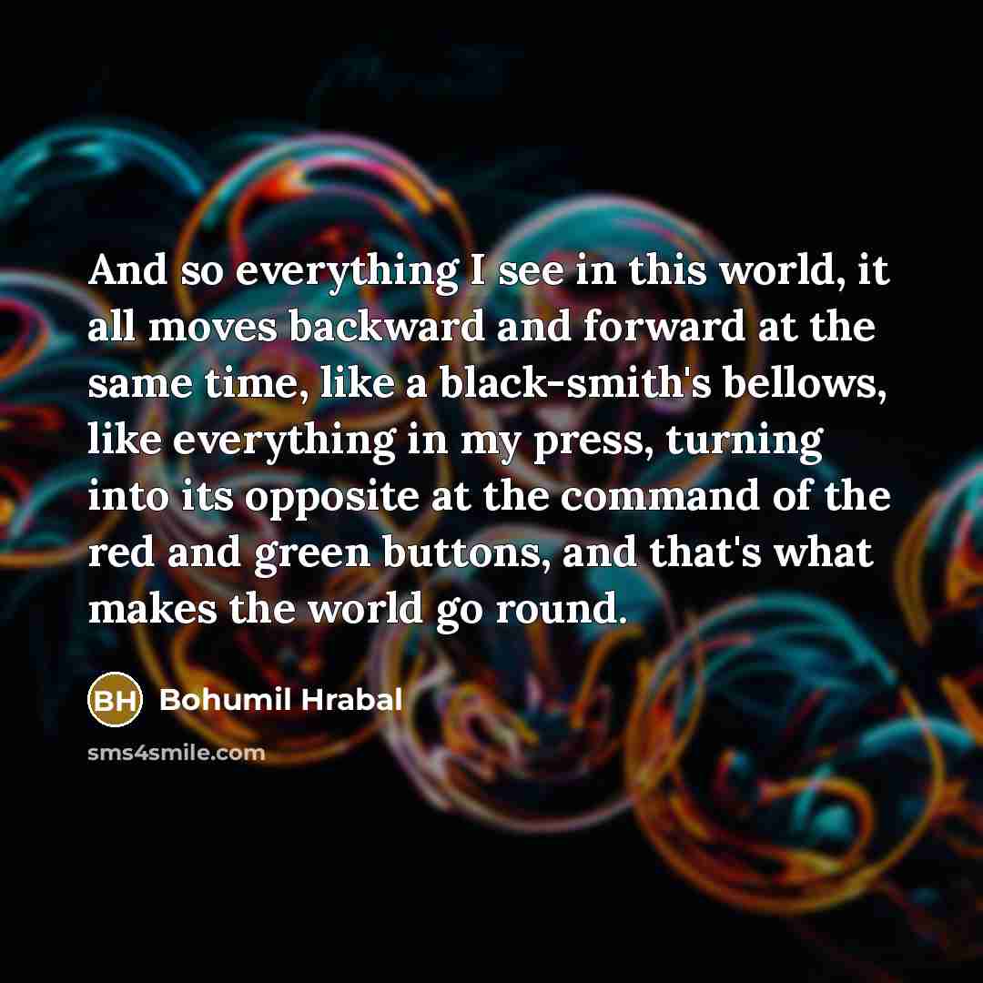 “And so everything I see in this world, it all…” quote by Bohumil Hrabal
