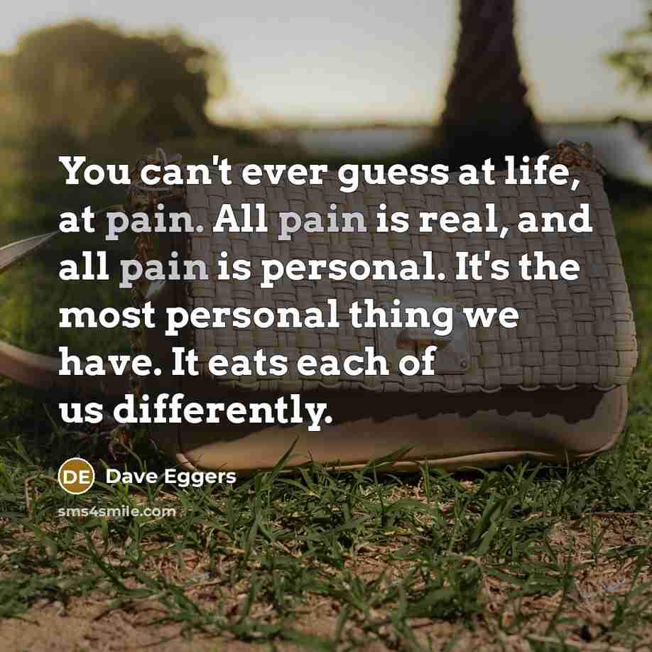 “You can't ever guess at life, at pain. All pain…” quote by Dave Eggers