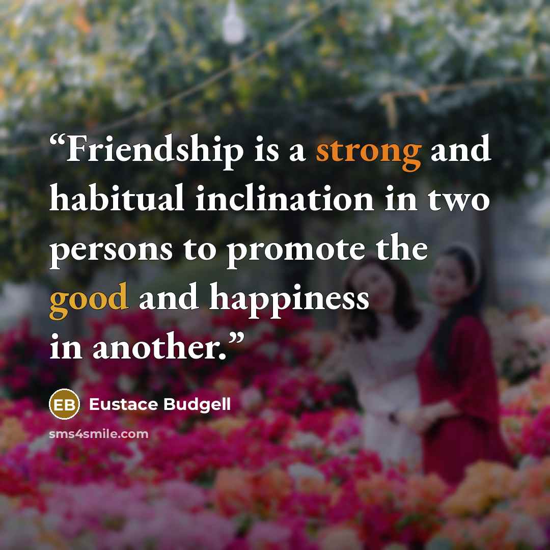 “Friendship is a strong and habitual inclination in two persons to promote the good and happiness in another.” quote by Eustace Budgell