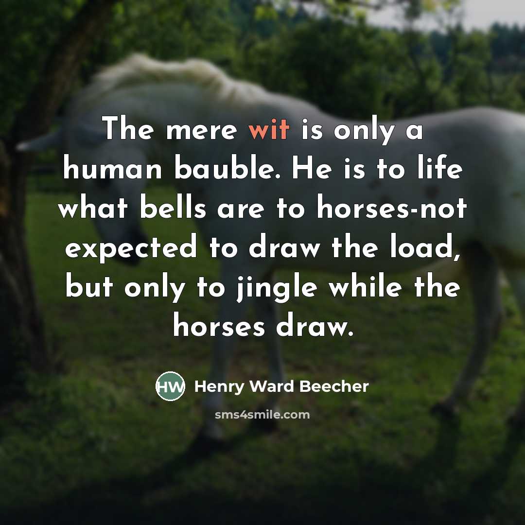 “The mere wit is only a human bauble. He is…” quote by Henry Ward Beecher