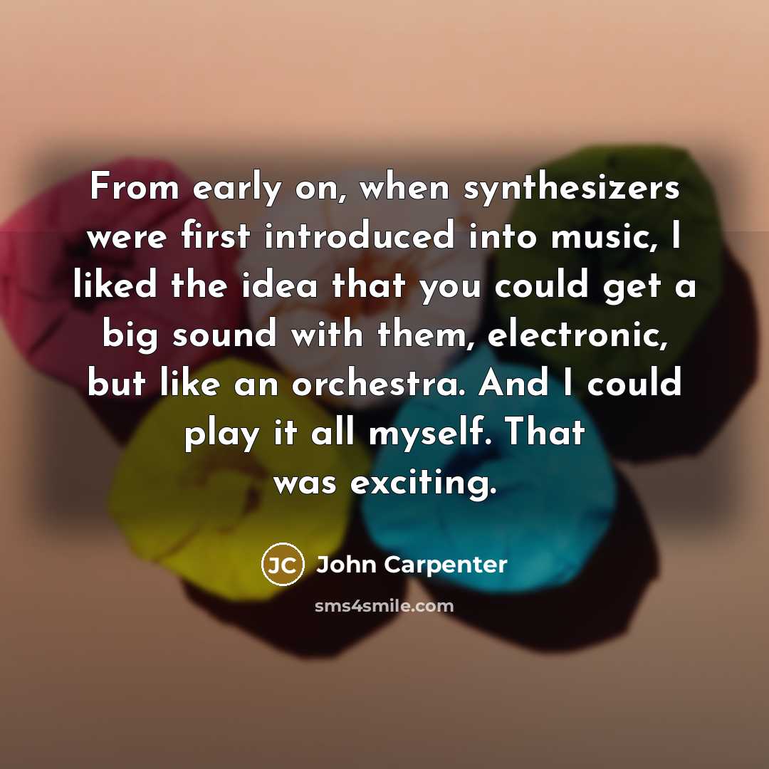 “From early on, when synthesizers were first introduced into music,…” quote by John Carpenter