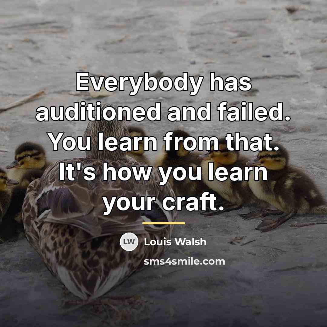 “Everybody has auditioned and failed. You learn from that. It's…” quote by Louis Walsh