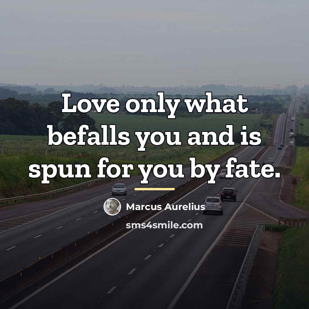 “Love only what befalls you and is spun for you…” quote by Marcus Aurelius