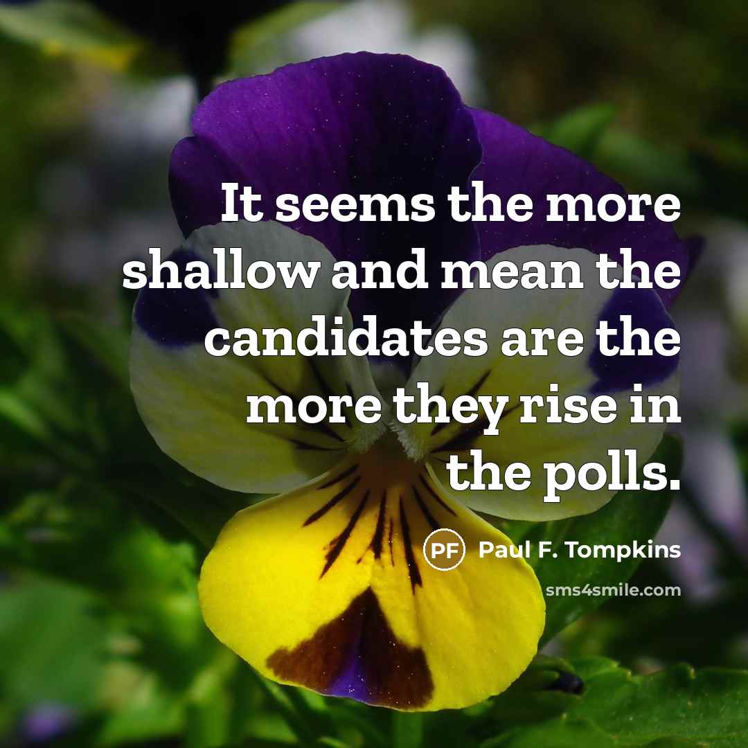 “It seems the more shallow and mean the candidates are…” quote by Paul F. Tompkins