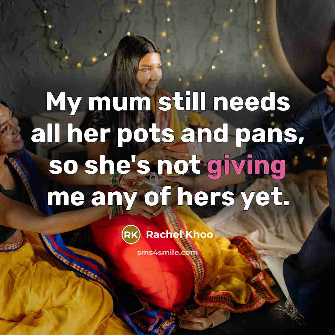 “My mum still needs all her pots and pans, so…” quote by Rachel Khoo