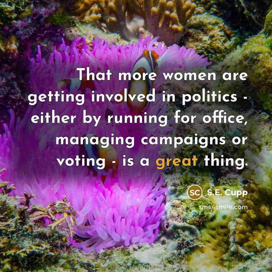 “That more women are getting involved in politics - either…” quote by S.E. Cupp