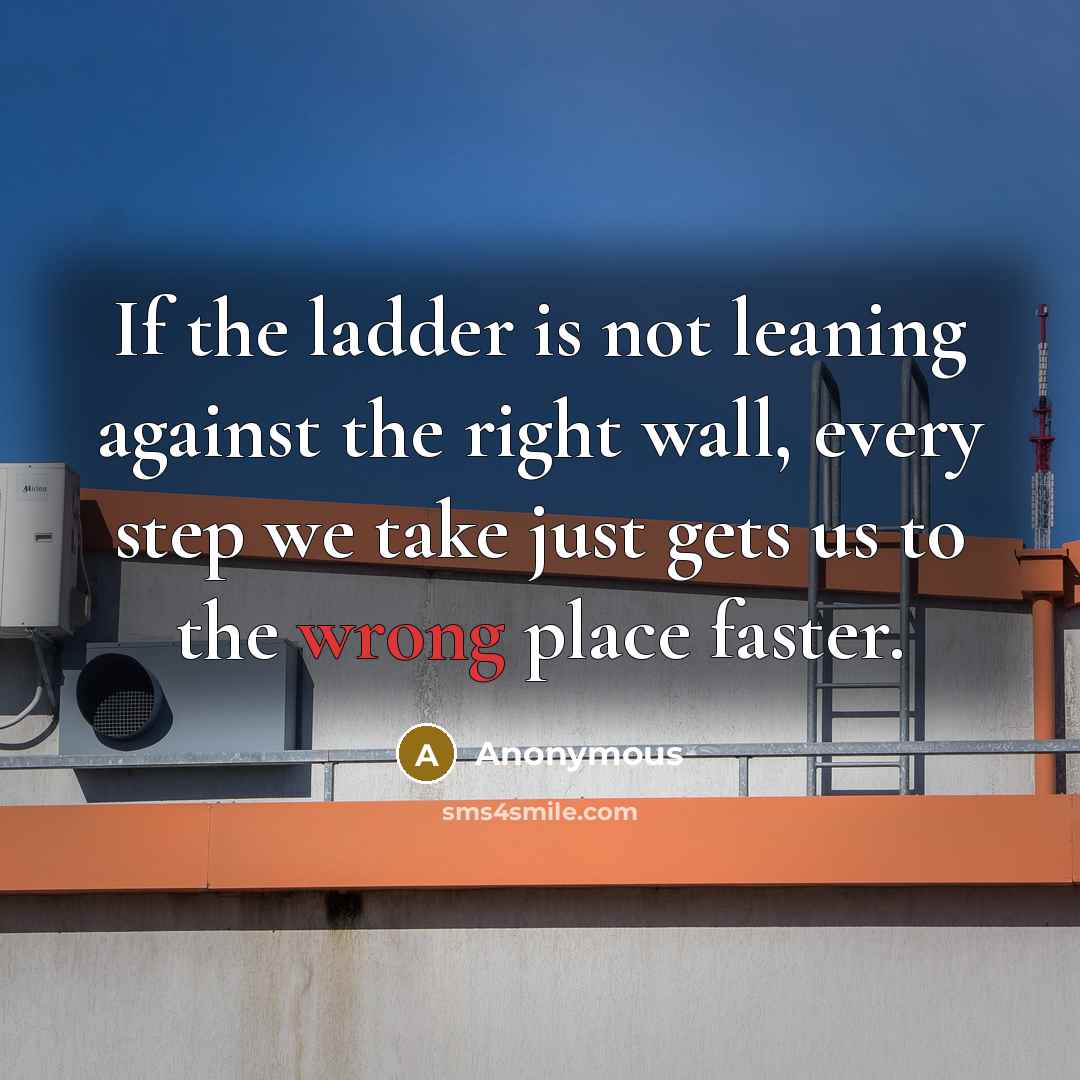 “If the ladder is not leaning against the right wall,…” quote by Anonymous