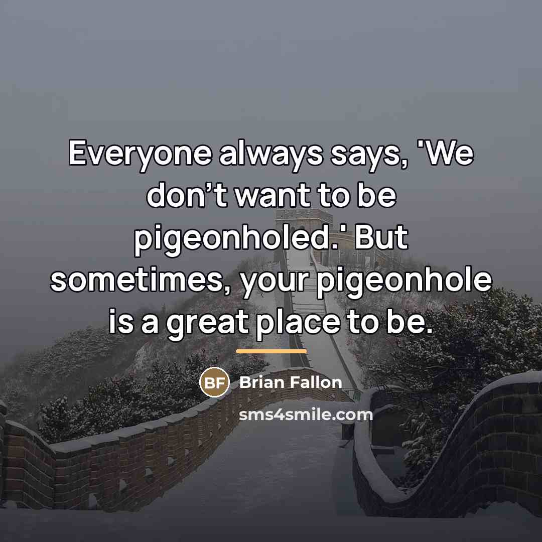 “Everyone always says, 'We don't want to be pigeonholed.' But…” quote by Brian Fallon