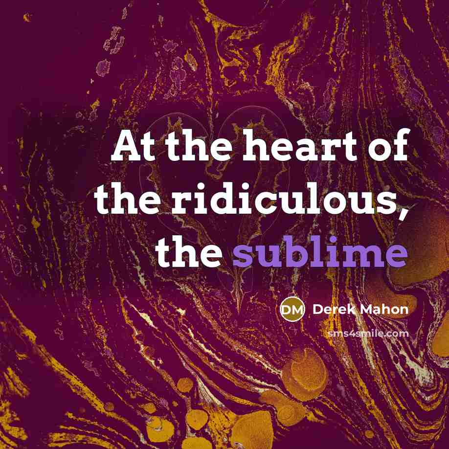 “At the heart of the ridiculous, the sublime…” quote by Derek Mahon