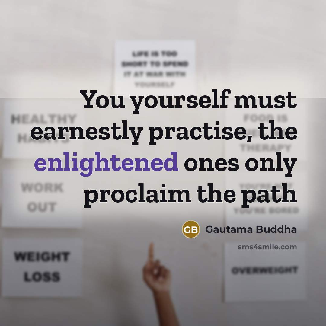 “You yourself must earnestly practise, the enlightened ones only proclaim…” quote by Gautama Buddha