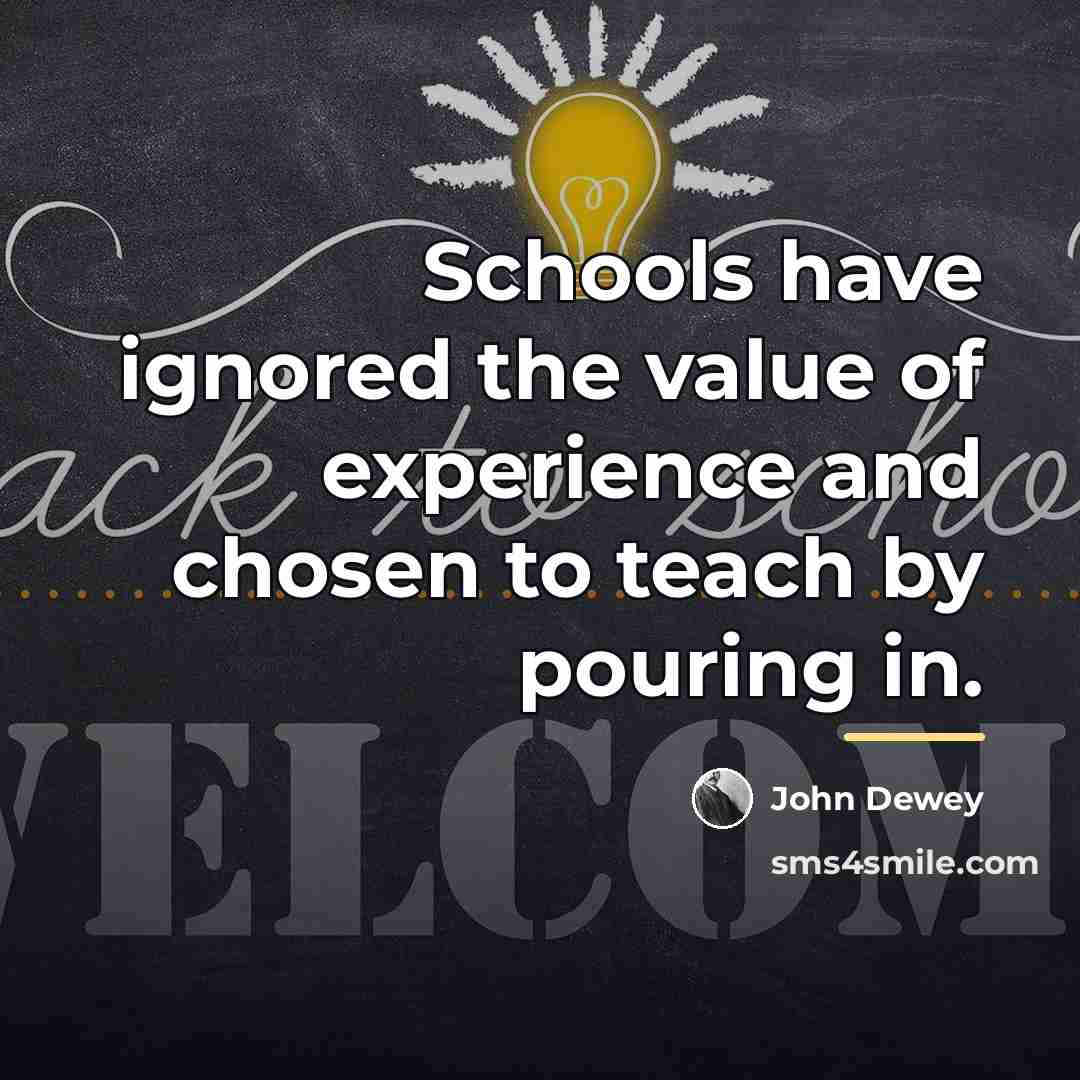 “Schools have ignored the value of experience and chosen to…” quote by John Dewey
