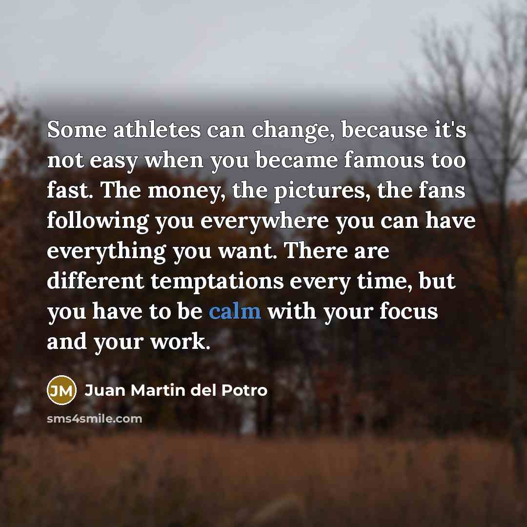 “Some athletes can change, because it's not easy when you…” quote by Juan Martin del Potro