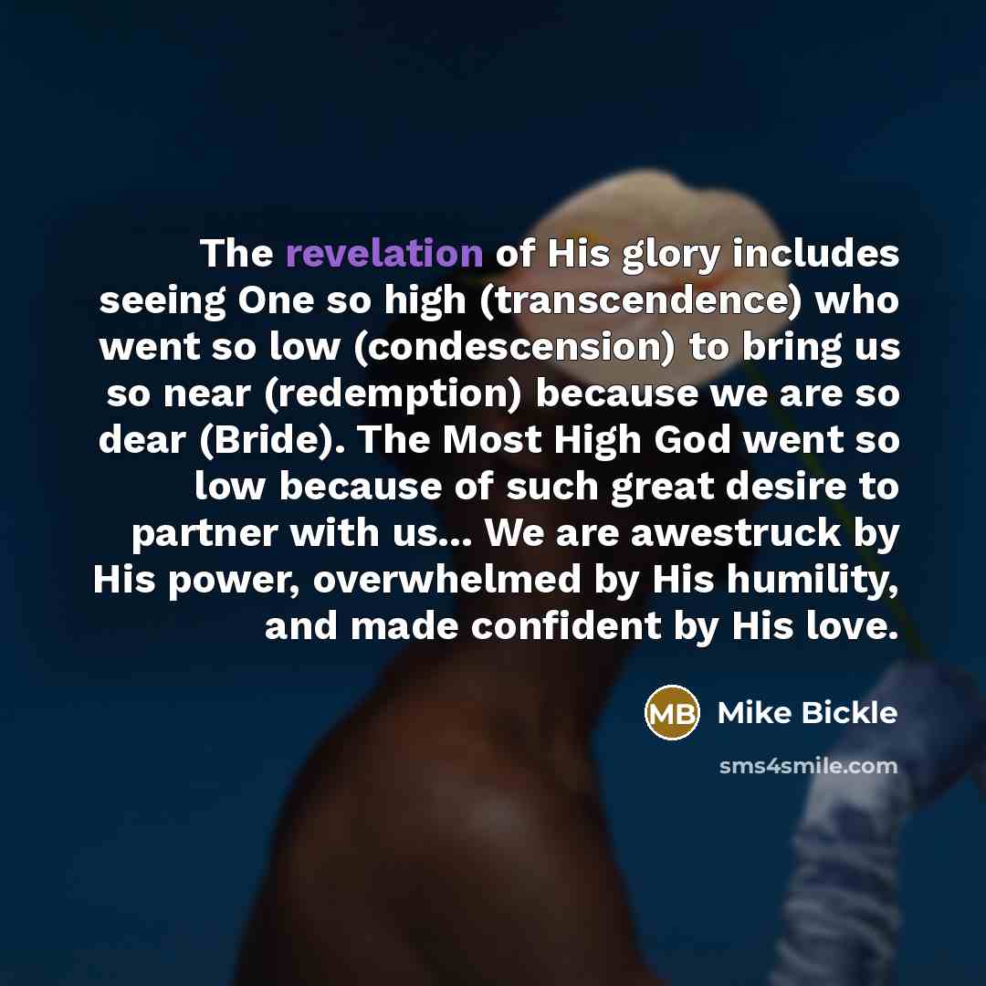 “The revelation of His glory includes seeing One so high…” quote by Mike Bickle