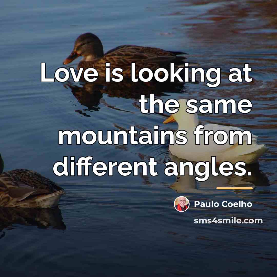 “Love is looking at the same mountains from different angles.…” quote by Paulo Coelho