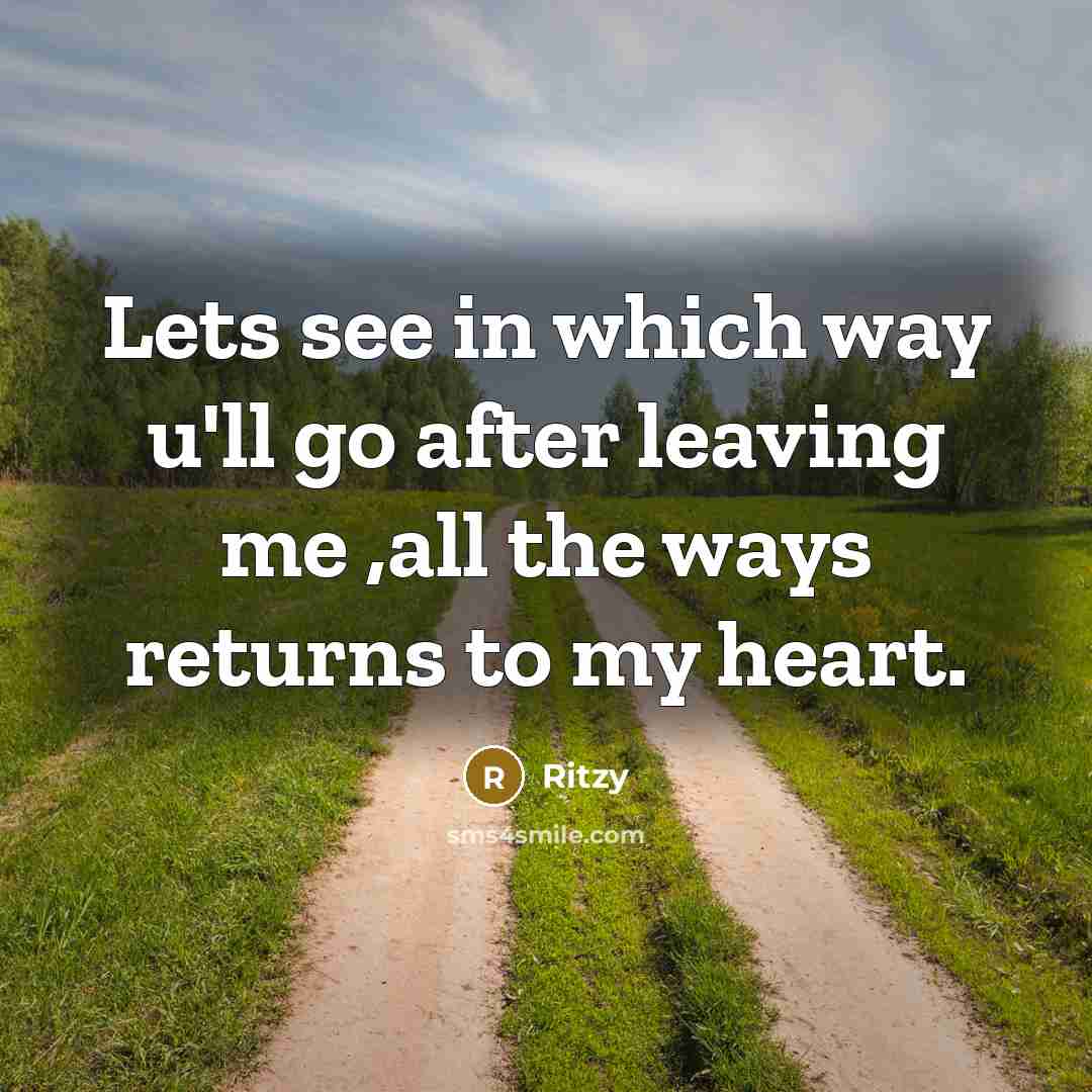 “Lets see in which way u'll go after leaving me ,all the ways returns to my heart.” quote by Ritzy