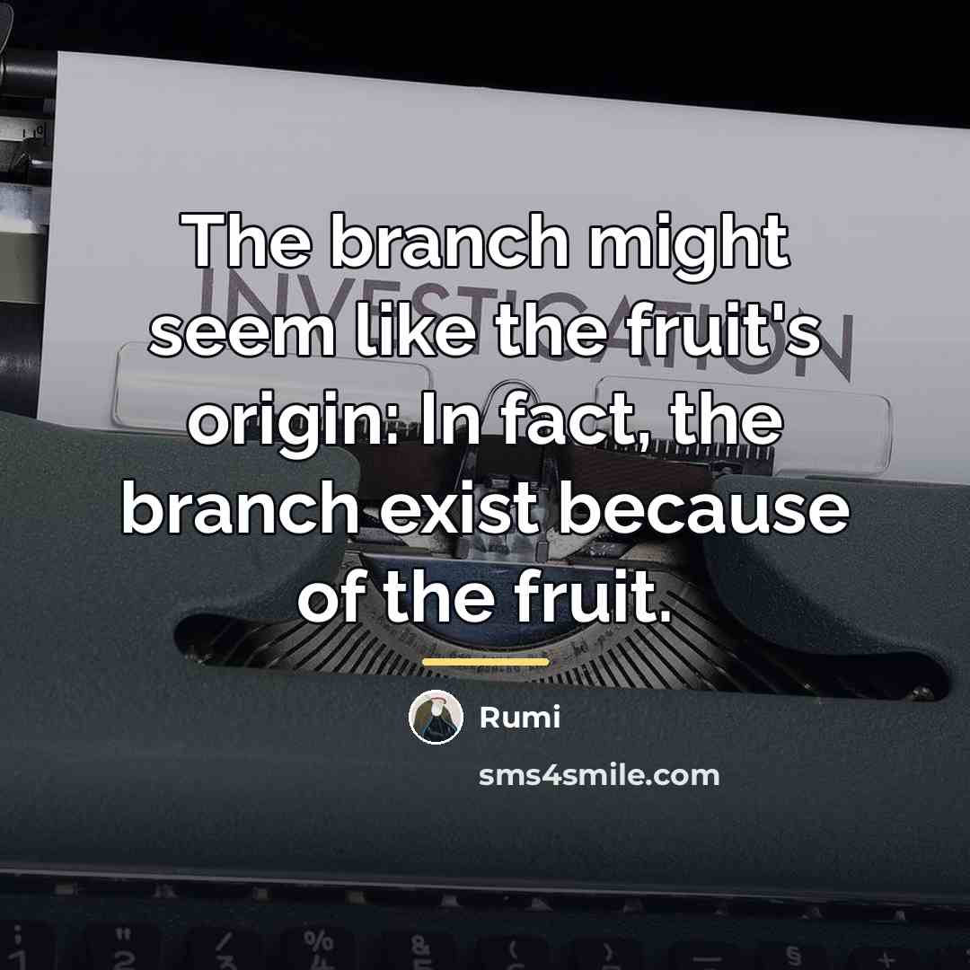 “The branch might seem like the fruit's origin: In fact,…” quote by Rumi