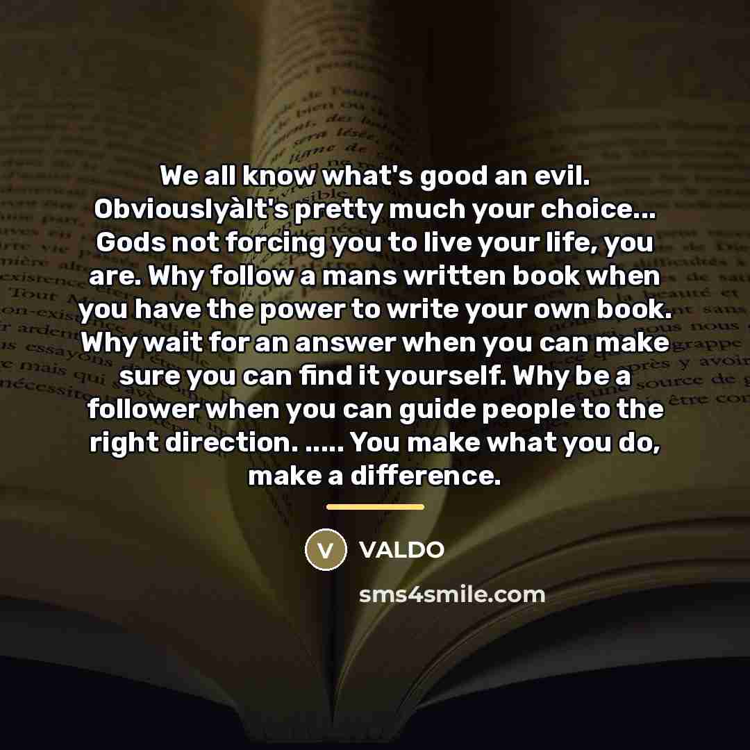 “We all know what's good an evil. ObviouslyàIt's pretty much…” quote by Valdo