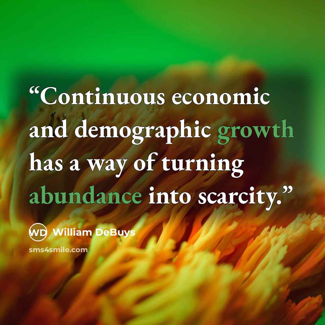 “Continuous economic and demographic growth has a way of turning abundance into scarcity.” quote by William DeBuys