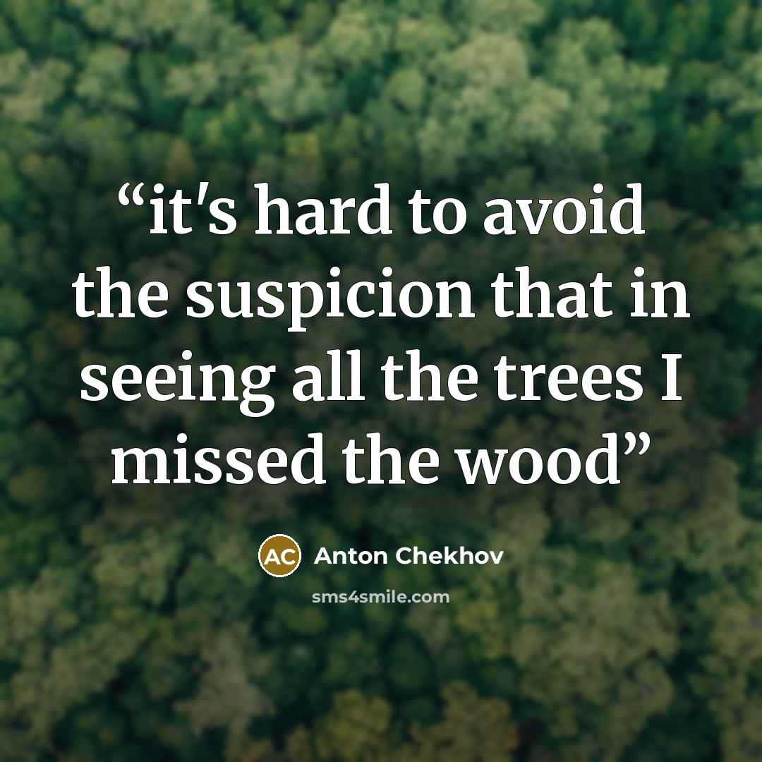 “it's hard to avoid the suspicion that in seeing all the trees I missed the wood” quote by Anton Chekhov