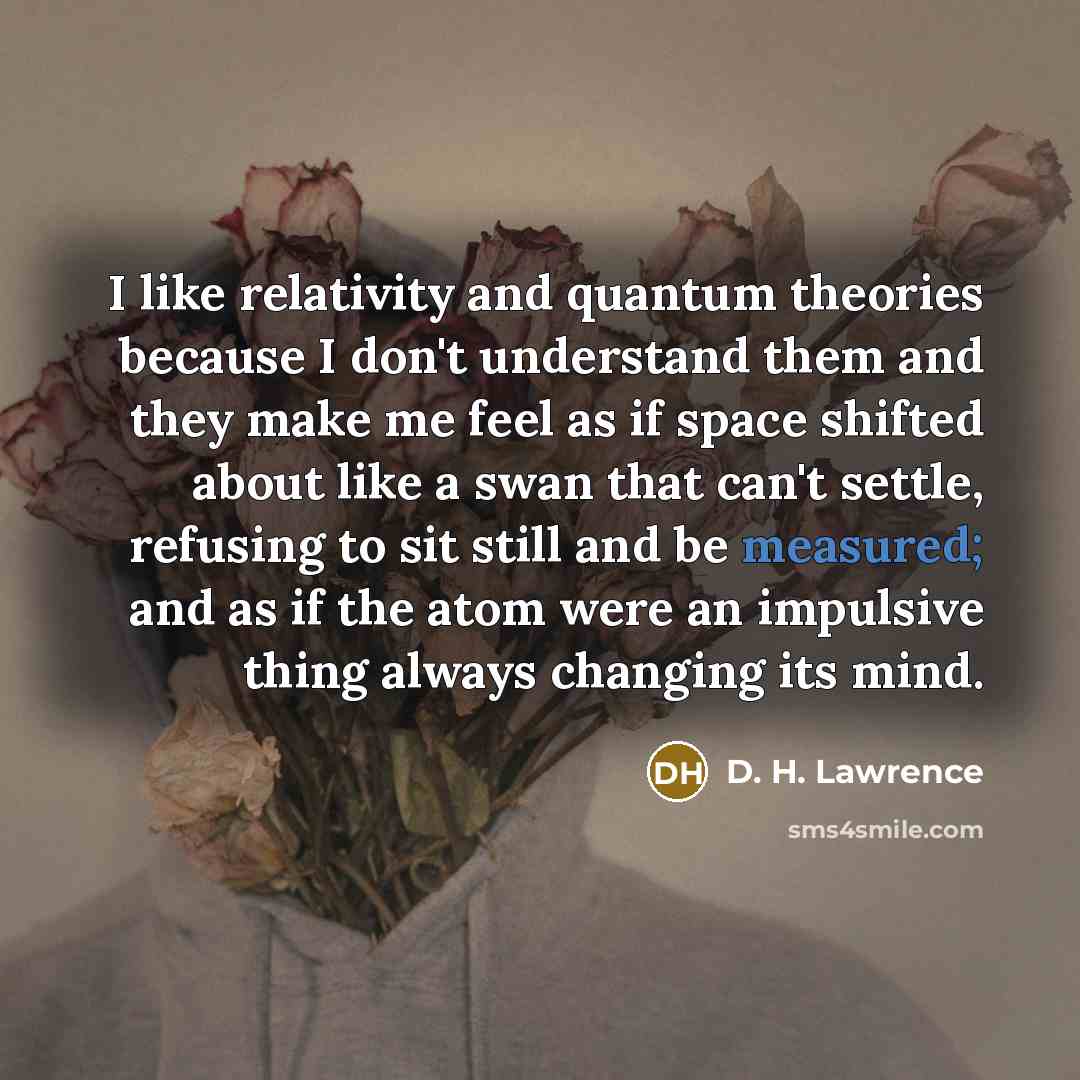 “I like relativity and quantum theories because I don't understand…” quote by D. H. Lawrence